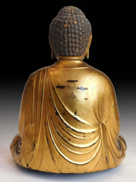 Edo Amida Nyorai Antique Japanese Gilt Wood Amitabha Buddha Shrine 18 inch H 阿弥陀如来