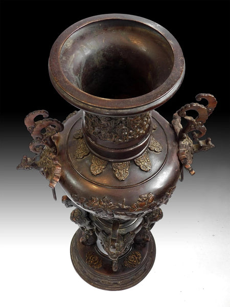 Taotie Mask Copper Bronze Koro Ritual Censer Antique Japanese Incense Burner 饕餮香鼎