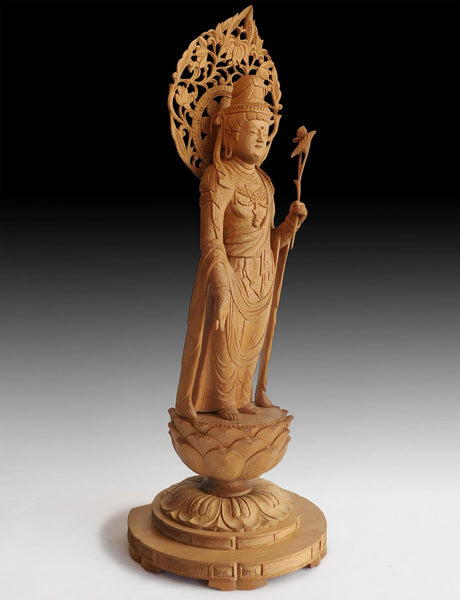 Compassion Goddess Kannon Bosatsu Vintage Japanese Hand Carved Wood Buddha 観世音菩薩