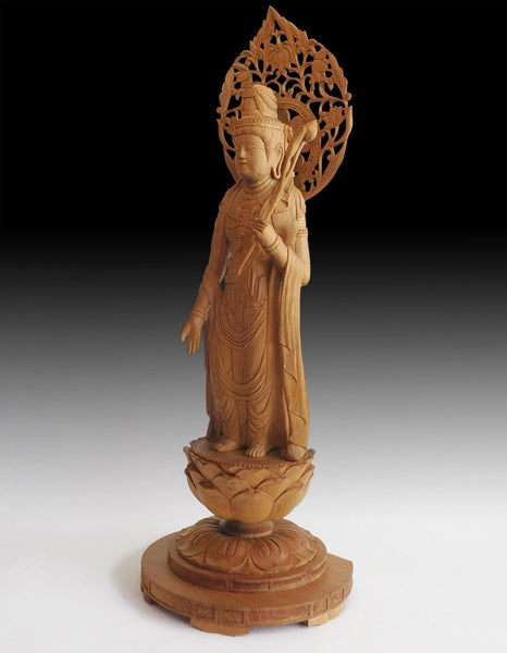 Compassion Goddess Kannon Bosatsu Vintage Japanese Hand Carved Wood Buddha 観世音菩薩