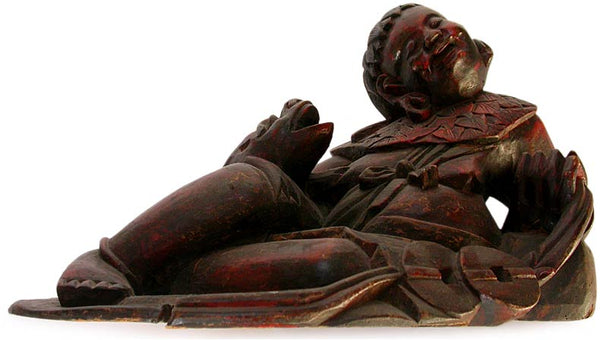 19th Century Chinese Lacquered Wood Buddha Lui Hai and Frog