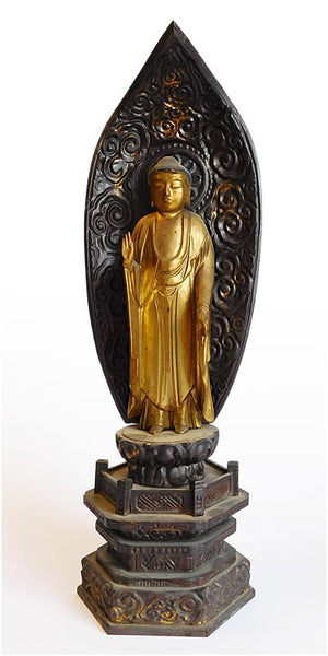 Early 20th Century Japanese Lacquered Gilt Wood Amida Buddha Shrine