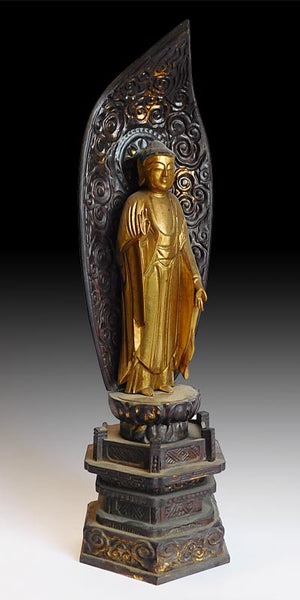 Early 20th Century Japanese Lacquered Gilt Wood Amida Buddha Shrine