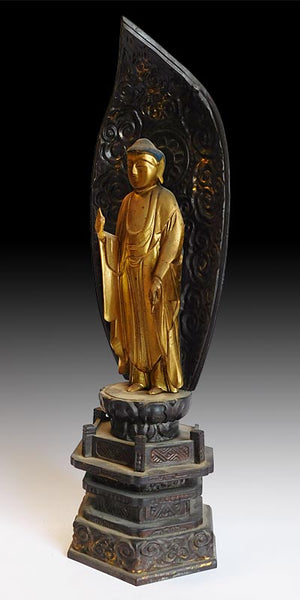 Early 20th Century Japanese Lacquered Gilt Wood Amida Buddha Shrine