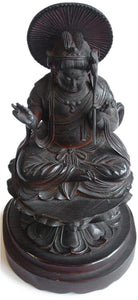 Japanese Taisho Sandalwood Monju Bosatsu Buddha Statue