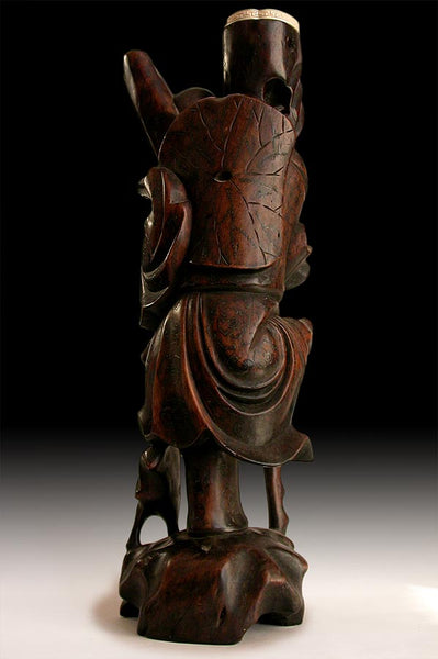 19th Century Qing Antique Li Tieguai Taoist Eight Immortals Ebony Wood Statue