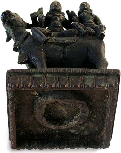 18th Century Antique India Hindu Bronze Shiva Parvati on Nandi Statue