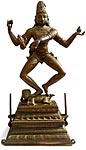 Antique Chola Style Hindu Bronze Krishna Dancing On Kaliya Nag Serpent 18H