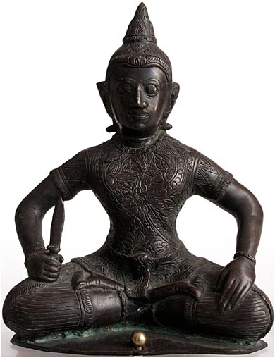 Antique Siam Bronze Temple Guardian Dvarapala Thai Buddha Statue