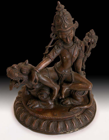 19th Century Antique Nepalese Lord of the Beasts Shiva Bhutnath Great God Red Bronze Statue