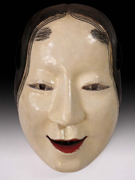 Antique Japanese Carved Hinoki Wood Ko Omote Magojiro Noh Mask 孫次郎能面