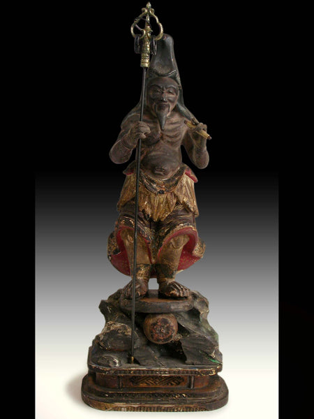 En no Gyoja 役行者 Ascetic Bosatsu 19th Century Japanese Carved Butsudan Zushi Shrine